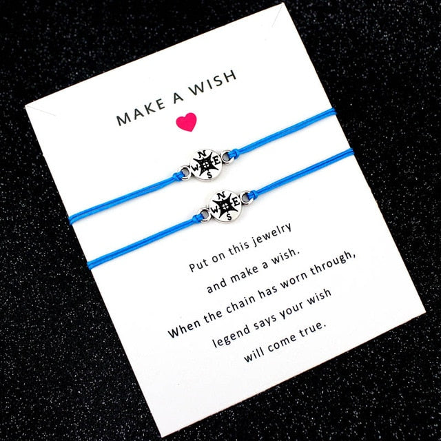 Mother Daughters Grandma Aunt Niece Girls Adjustable Dream Statement Jewelry Make a Wish Heart Compass Charm Bracelets for Women