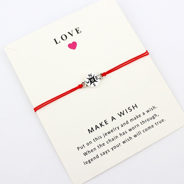 Mother Daughters Grandma Aunt Niece Girls Adjustable Dream Statement Jewelry Make a Wish Heart Compass Charm Bracelets for Women