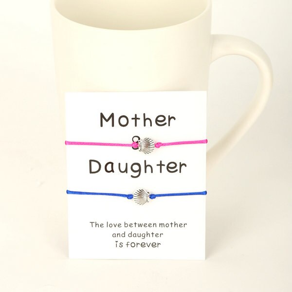 VEKNO 2pcs/set Handmade Multicolor Women Bracelet for Mother Daughter Cute Silver Key Adjustable Braided Charm Bracelets Jewelry