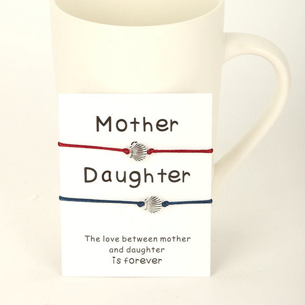 VEKNO 2pcs/set Handmade Multicolor Women Bracelet for Mother Daughter Cute Silver Key Adjustable Braided Charm Bracelets Jewelry