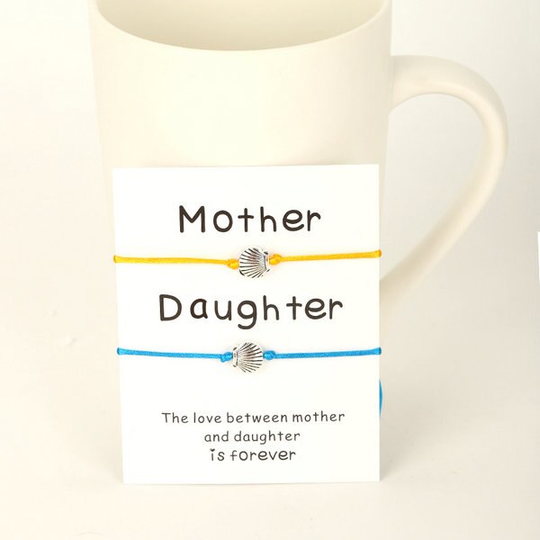 VEKNO 2pcs/set Handmade Multicolor Women Bracelet for Mother Daughter Cute Silver Key Adjustable Braided Charm Bracelets Jewelry