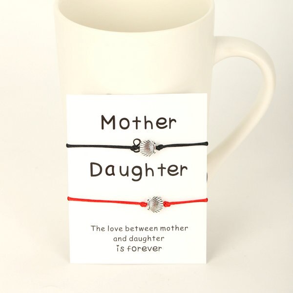 VEKNO 2pcs/set Handmade Multicolor Women Bracelet for Mother Daughter Cute Silver Key Adjustable Braided Charm Bracelets Jewelry