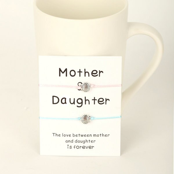 VEKNO 2pcs/set Handmade Multicolor Women Bracelet for Mother Daughter Cute Silver Key Adjustable Braided Charm Bracelets Jewelry