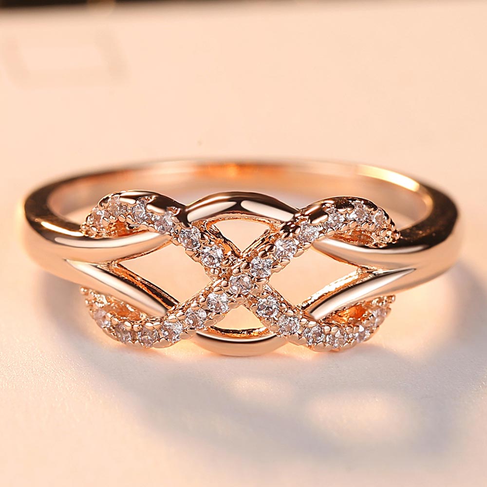 Vintage Copper Wave Rings For Women Fashion Infinity Design Rose Gold Wave Ring Wedding Party Fashion Statement Jewelry