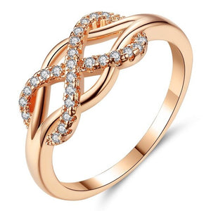 Vintage Copper Wave Rings For Women Fashion Infinity Design Rose Gold Wave Ring Wedding Party Fashion Statement Jewelry