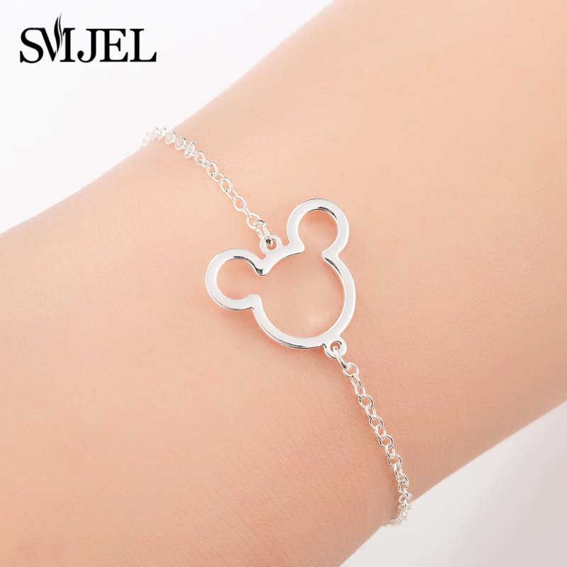 SMJEL Cute Hollow Mickey Pendant Bracelets for Women Link Chain Animal Mouse Bracelets Children Jewelry Gifts for Girl Wholesale