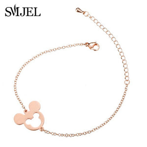 SMJEL Cute Hollow Mickey Pendant Bracelets for Women Link Chain Animal Mouse Bracelets Children Jewelry Gifts for Girl Wholesale