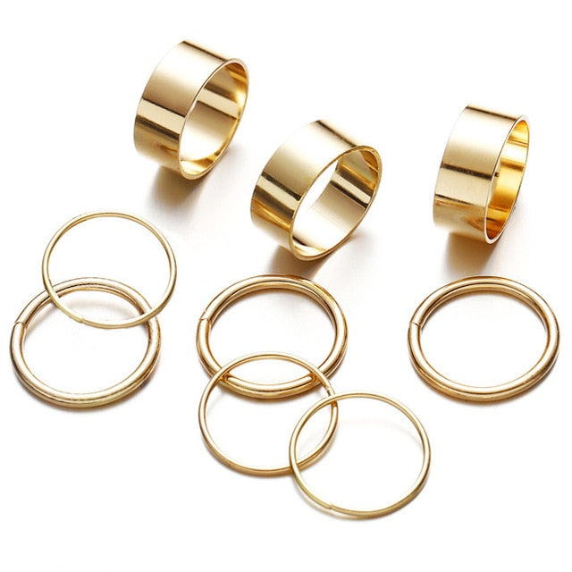 DIEZI Vinatge Fashion Boho Beach Knuckle Joint Rings Set For Women 3 Style Gold Color Finger Rings Bohemian Jewelry 2019 New