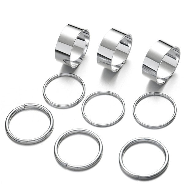 DIEZI Vinatge Fashion Boho Beach Knuckle Joint Rings Set For Women 3 Style Gold Color Finger Rings Bohemian Jewelry 2019 New