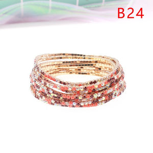 5pcs Fashion Rhinestone Stretch Gold Bracelets Femme Elastic Crystal Bracelets For Women Bling Girl Gift Wedding Bridal Jewelry