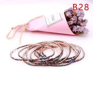 5pcs Fashion Rhinestone Stretch Gold Bracelets Femme Elastic Crystal Bracelets For Women Bling Girl Gift Wedding Bridal Jewelry