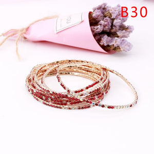 5pcs Fashion Rhinestone Stretch Gold Bracelets Femme Elastic Crystal Bracelets For Women Bling Girl Gift Wedding Bridal Jewelry