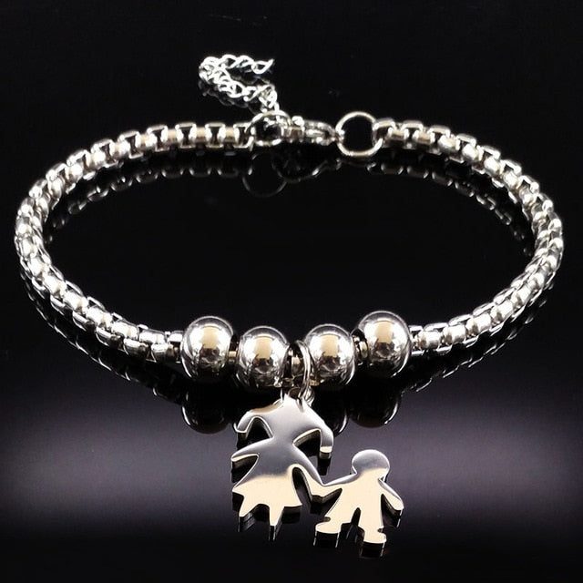2019 Mother and Daughter Stainless Steel Bracelet for Women Stainless Steel Mother Bracelet Jewelry pulseira feminina BB1101A