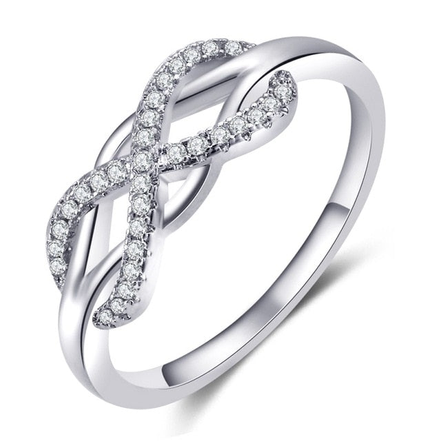 Fashion Infinity Love Rings Micro Inlayed Cross Rings For Women Wedding Cubic Zircon CZ Crystal Ring Rose Gold Color anil