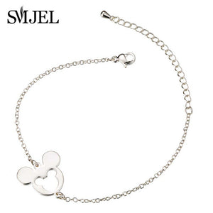 SMJEL Stainless Steel Mickey Charm Bracelet Mickey Children Jewelry Women Cartoon Minnie Bracelets Bangles Kids Gift pulseras