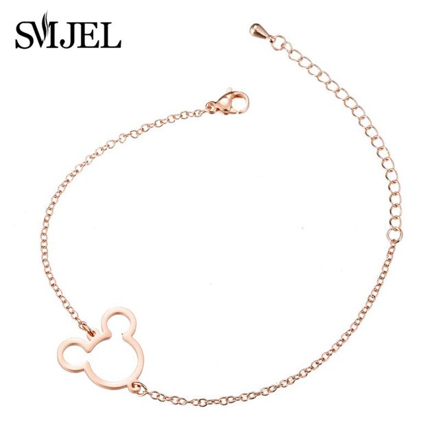SMJEL Stainless Steel Mickey Charm Bracelet Mickey Children Jewelry Women Cartoon Minnie Bracelets Bangles Kids Gift pulseras