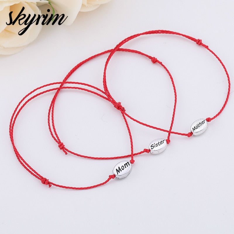 Skyrim Small Sliver Charm Bracelet  Mom Mother Sister Family Accessories Charms  Simple Rope String Bracelets for Women Gift