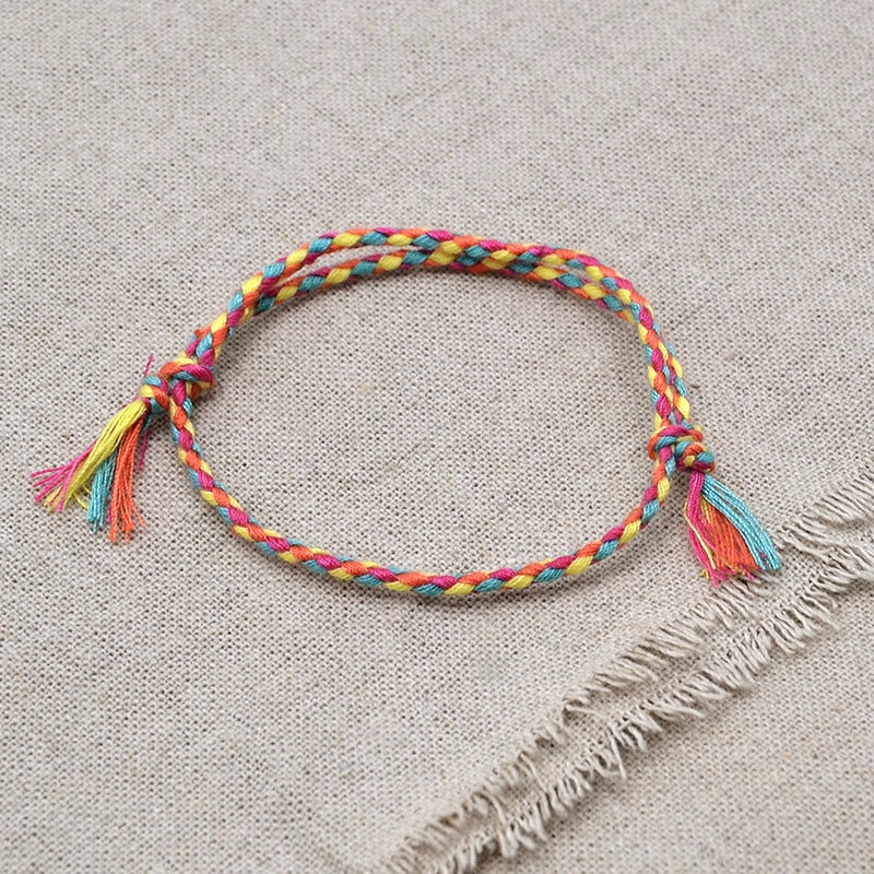 Charm Woven Rope String Bracelet Boho pray Yoga  Bracelet Simple Handmade Chic Tassel Girls Friendship Bracelet for men Women
