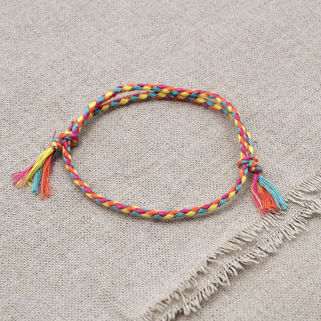 Charm Woven Rope String Bracelet Boho pray Yoga  Bracelet Simple Handmade Chic Tassel Girls Friendship Bracelet for men Women