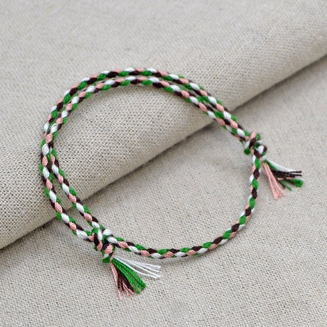 Charm Woven Rope String Bracelet Boho pray Yoga  Bracelet Simple Handmade Chic Tassel Girls Friendship Bracelet for men Women