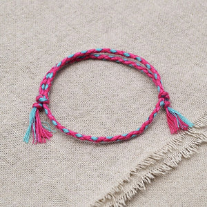 Charm Woven Rope String Bracelet Boho pray Yoga  Bracelet Simple Handmade Chic Tassel Girls Friendship Bracelet for men Women