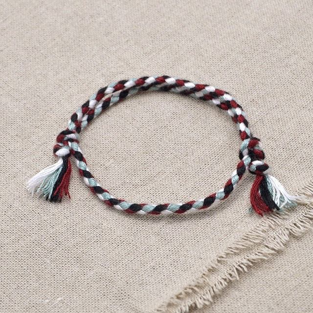 Charm Woven Rope String Bracelet Boho pray Yoga  Bracelet Simple Handmade Chic Tassel Girls Friendship Bracelet for men Women