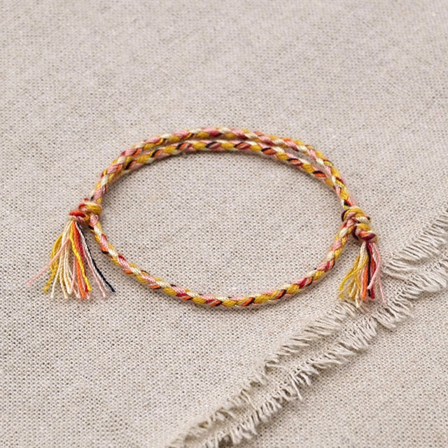Charm Woven Rope String Bracelet Boho pray Yoga  Bracelet Simple Handmade Chic Tassel Girls Friendship Bracelet for men Women