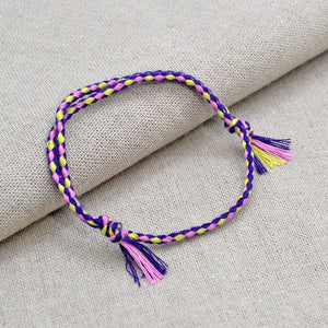 Charm Woven Rope String Bracelet Boho pray Yoga  Bracelet Simple Handmade Chic Tassel Girls Friendship Bracelet for men Women