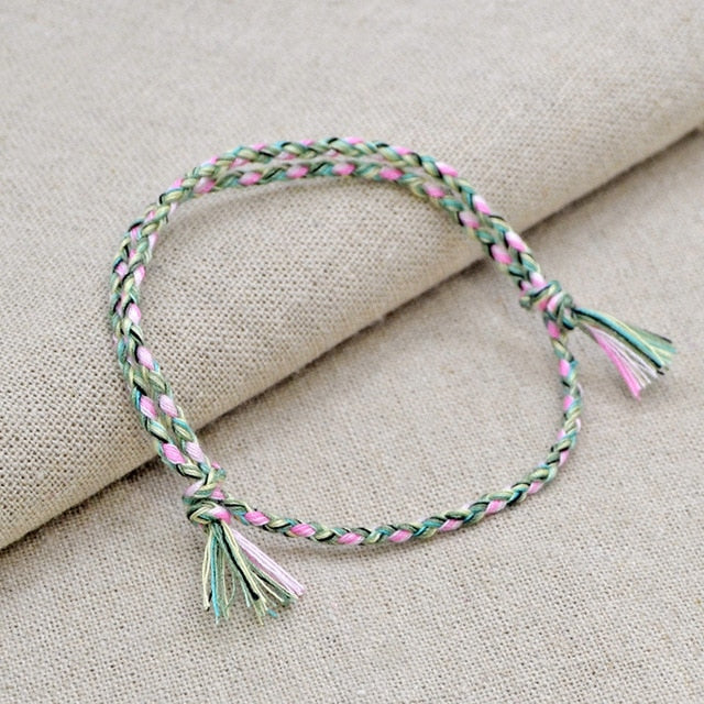 Charm Woven Rope String Bracelet Boho pray Yoga  Bracelet Simple Handmade Chic Tassel Girls Friendship Bracelet for men Women