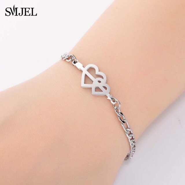 SMJEL Fashion Stainless Steel Family Elephant Bracelets Girl Boy Women Charm Adjustable Gold Bracelets Kids Gift