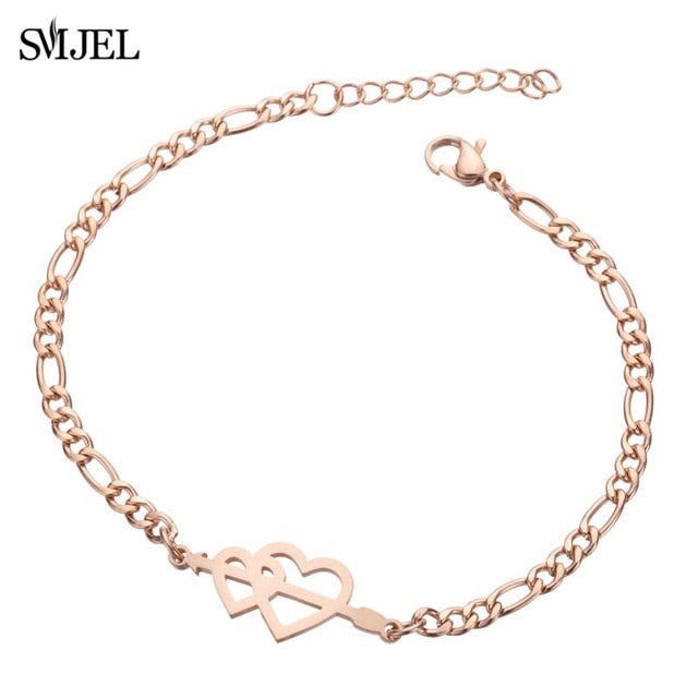 SMJEL Fashion Stainless Steel Family Elephant Bracelets Girl Boy Women Charm Adjustable Gold Bracelets Kids Gift