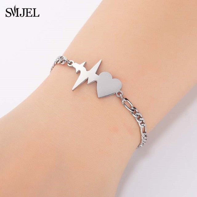 SMJEL Fashion Stainless Steel Family Elephant Bracelets Girl Boy Women Charm Adjustable Gold Bracelets Kids Gift