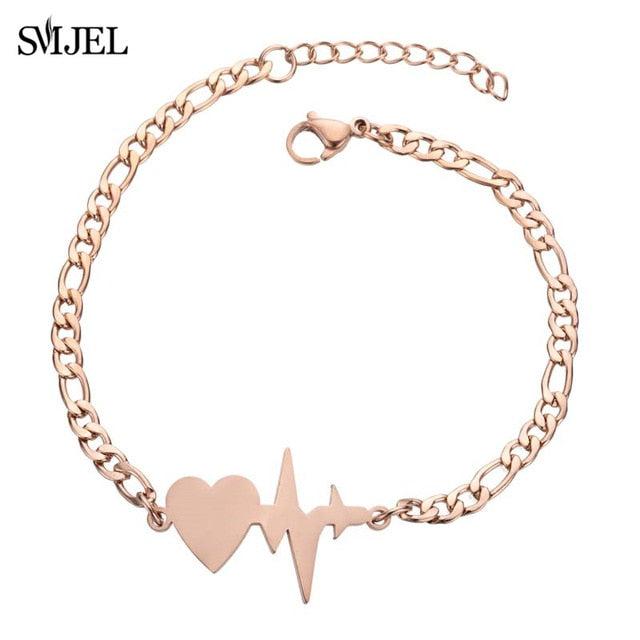 SMJEL Fashion Stainless Steel Family Elephant Bracelets Girl Boy Women Charm Adjustable Gold Bracelets Kids Gift