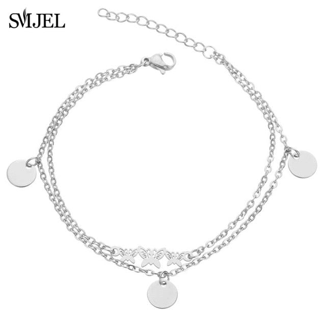SMJEL Fashion Stainless Steel Family Elephant Bracelets Girl Boy Women Charm Adjustable Gold Bracelets Kids Gift