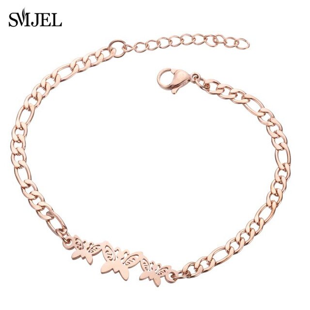 SMJEL Fashion Stainless Steel Family Elephant Bracelets Girl Boy Women Charm Adjustable Gold Bracelets Kids Gift