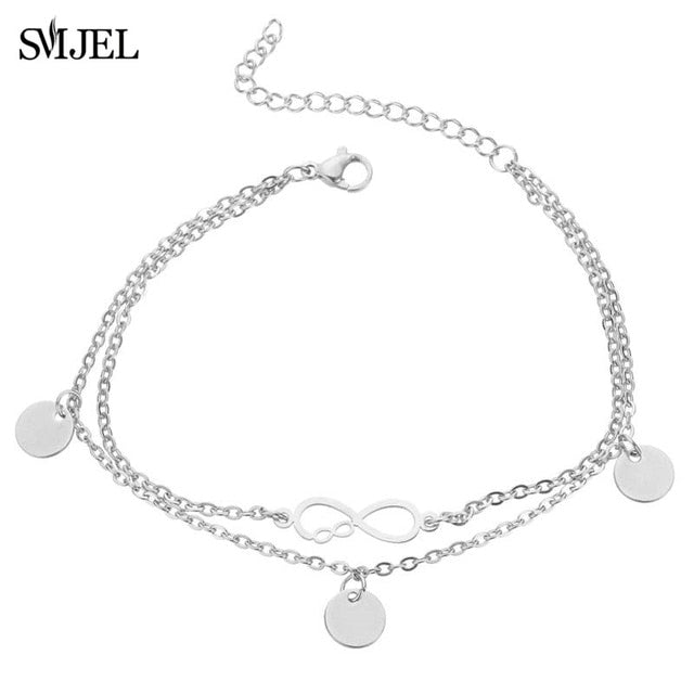 SMJEL Fashion Stainless Steel Family Elephant Bracelets Girl Boy Women Charm Adjustable Gold Bracelets Kids Gift