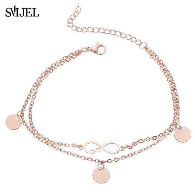SMJEL Fashion Stainless Steel Family Elephant Bracelets Girl Boy Women Charm Adjustable Gold Bracelets Kids Gift