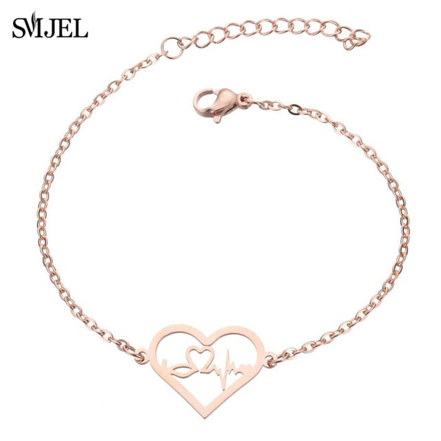 SMJEL Fashion Stainless Steel Family Elephant Bracelets Girl Boy Women Charm Adjustable Gold Bracelets Kids Gift