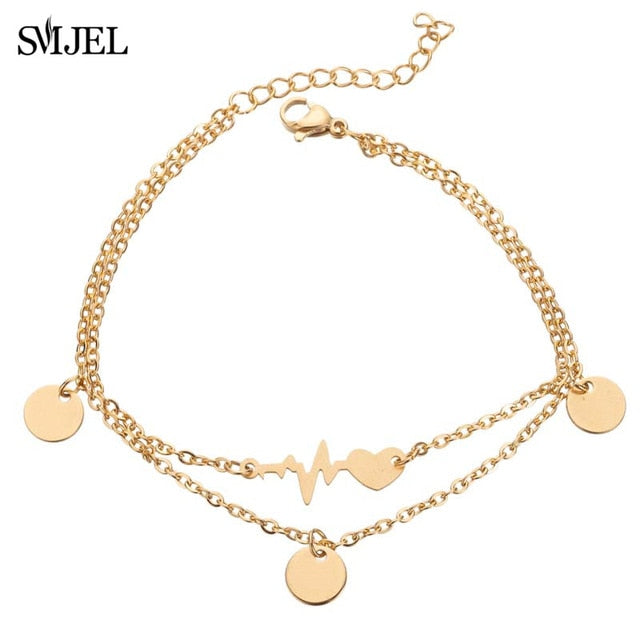 SMJEL Fashion Stainless Steel Family Elephant Bracelets Girl Boy Women Charm Adjustable Gold Bracelets Kids Gift