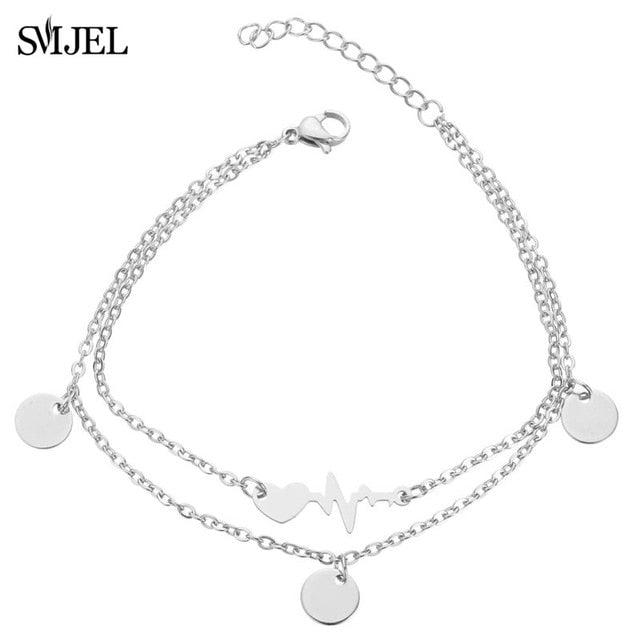 SMJEL Fashion Stainless Steel Family Elephant Bracelets Girl Boy Women Charm Adjustable Gold Bracelets Kids Gift