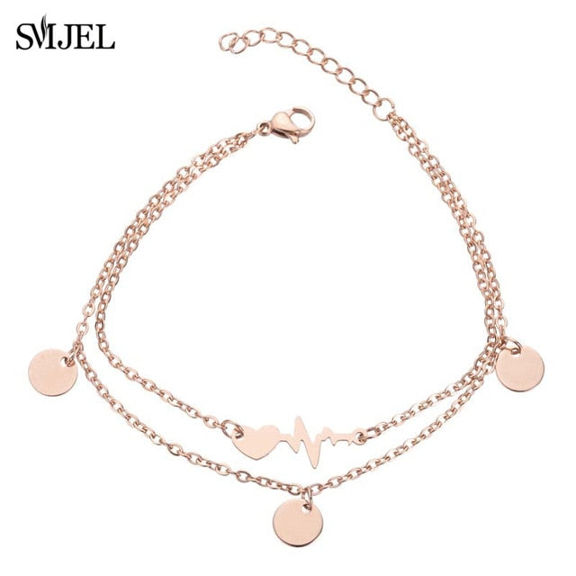SMJEL Fashion Stainless Steel Family Elephant Bracelets Girl Boy Women Charm Adjustable Gold Bracelets Kids Gift
