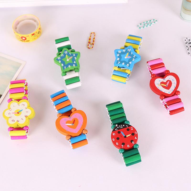 Kids Girl Colorful Wood Bracelets Children Elastic Watch Wristbands Child Toy Bracelet Wholesale Birthday Gift Jewelry