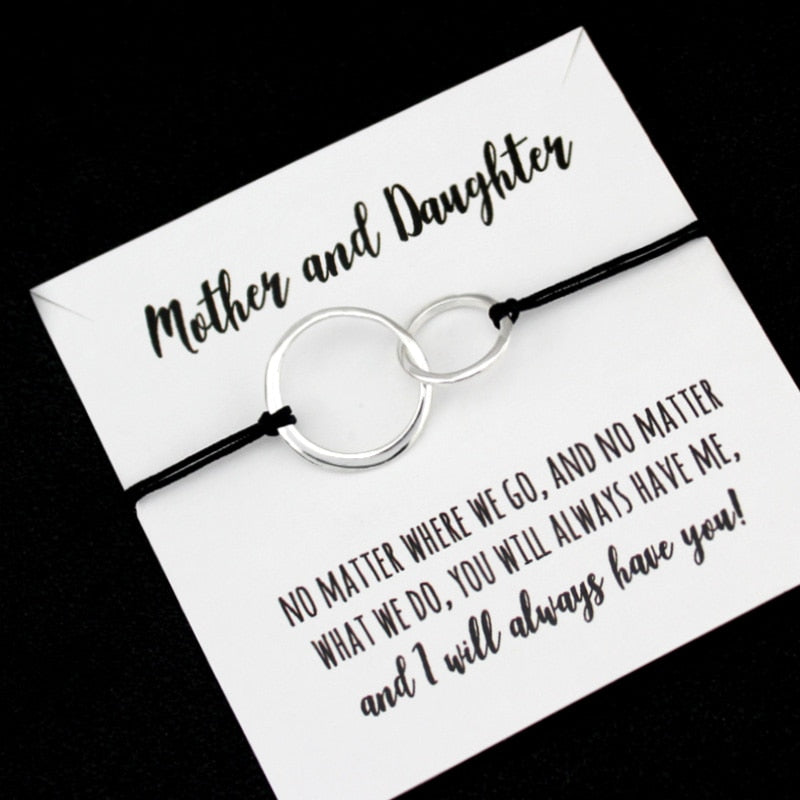 Mother and Daughter Heart Silver Charm Bracelets Pinky promise Women Fashion Jewelry Drop Shipping