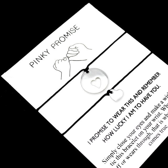 Mother and Daughter Heart Silver Charm Bracelets Pinky promise Women Fashion Jewelry Drop Shipping