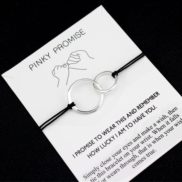 Mother and Daughter Heart Silver Charm Bracelets Pinky promise Women Fashion Jewelry Drop Shipping