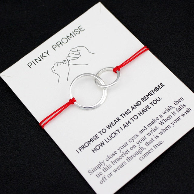 Mother and Daughter Heart Silver Charm Bracelets Pinky promise Women Fashion Jewelry Drop Shipping