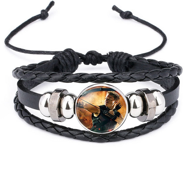 Fashion Marvel Avengers Bracelet Iron Man Thor Hulk Time Gem Weaving Leather Bangle Lace-up Jewelry Cute Gifts for Children