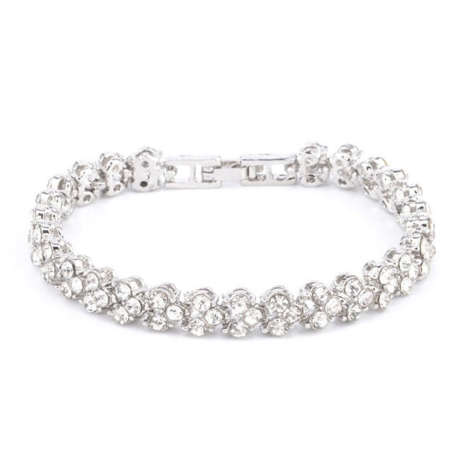Women New Fashion Roman Style Woman Crystal 925 Sterling Silver Bracelet For Women Girls Jewelry Bracelets Pulseras Mujer z0515