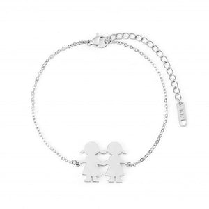 Fashion Family Bracelets Two Children Girl Boy Stainless Steel For Women Men Silver Gold Rose Charm Personalise Custom Bracelet
