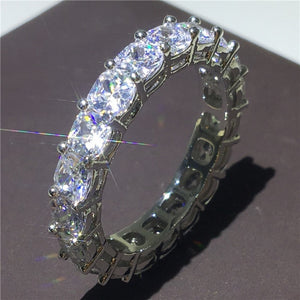 Handmade Eternity Promise ring 925 Sterling silver AAAA cz Engagement Wedding Band Rings for women Men Finger Party Jewelry